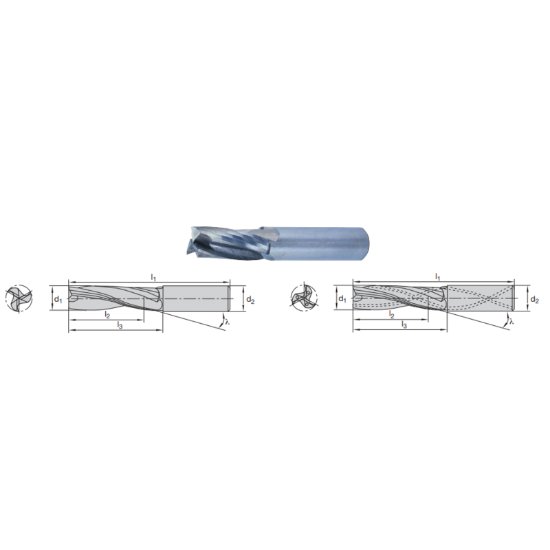 Picture of LMT Fette 53723 Dia 3/4 SH 0.7500 LOC 1.50 OAL4.00 End Mill Standard Flute Coolant Standard Helix Carbide Uncoated Single End Square Sharp SWIFT Carb